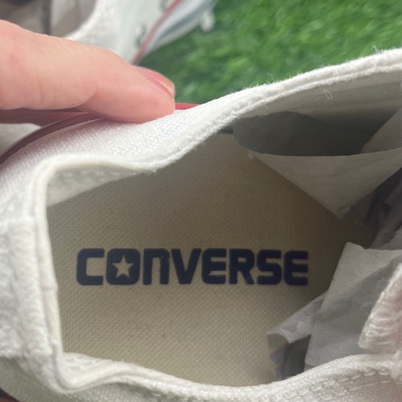 Converse Chuck Taylor All Star Low Top White Red Laces Mens 6.5 Womens 8.5 - Picture 6 of 12
